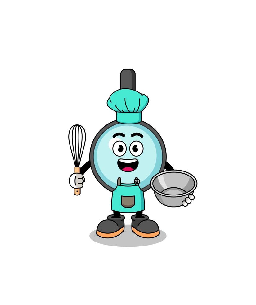 Illustration of magnifying glass as a bakery chef vector
