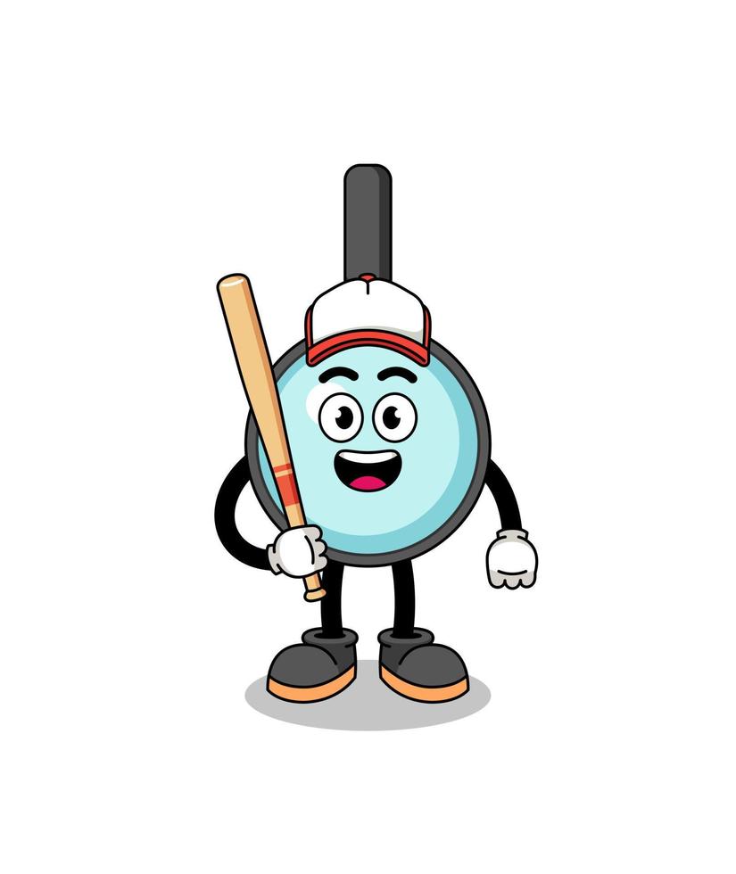 magnifying glass mascot cartoon as a baseball player vector