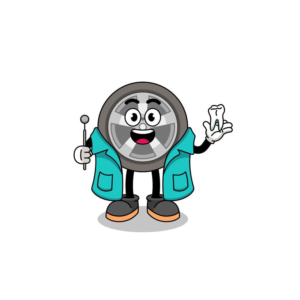 Illustration of car wheel mascot as a dentist vector