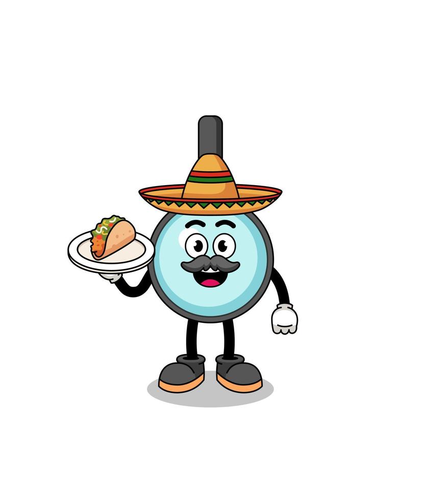 caricatura de personaje de lupa como chef mexicano vector