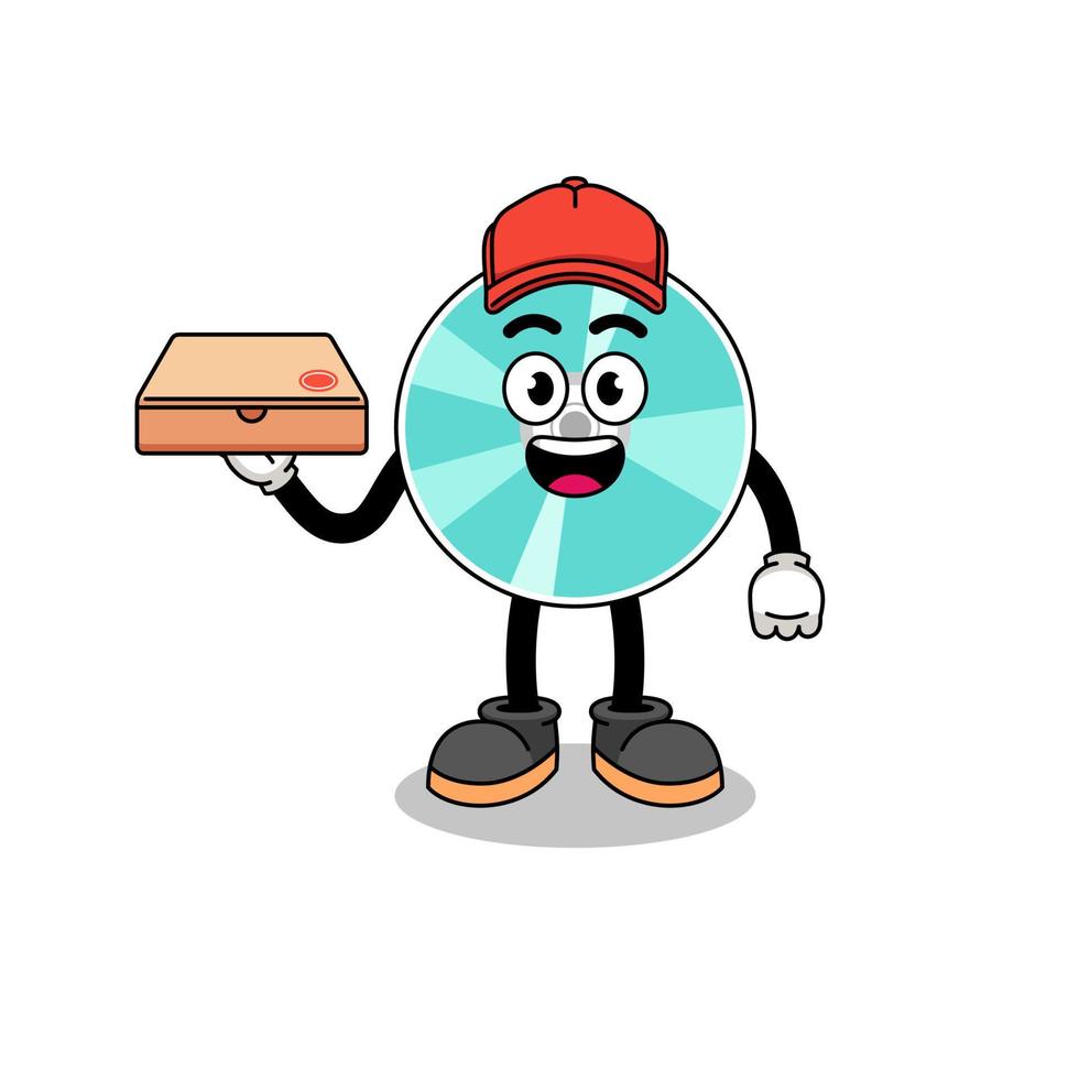 optical disc illustration as a pizza deliveryman vector