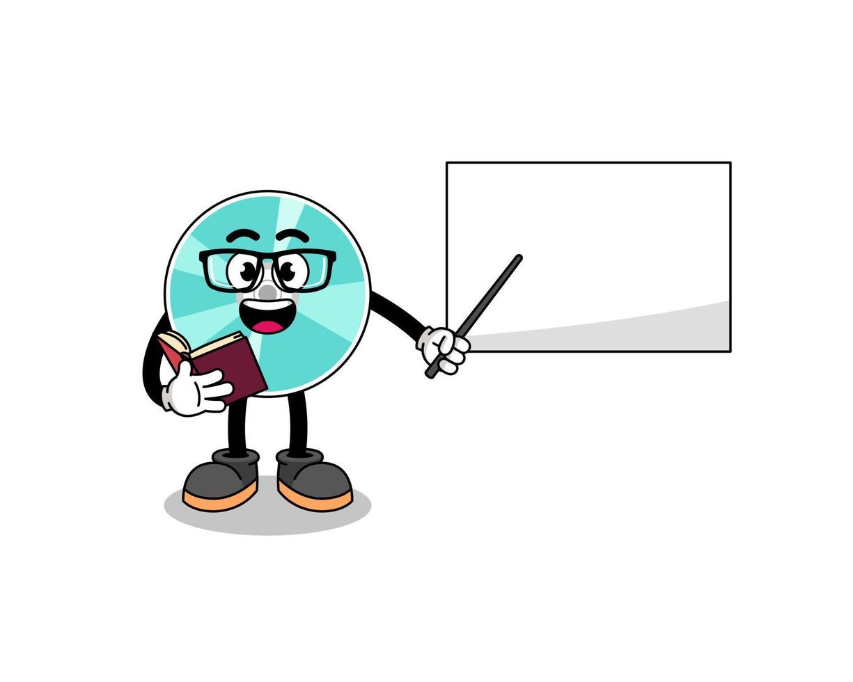 Mascot cartoon of optical disc teacher vector