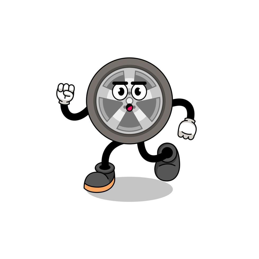 running car wheel mascot illustration vector