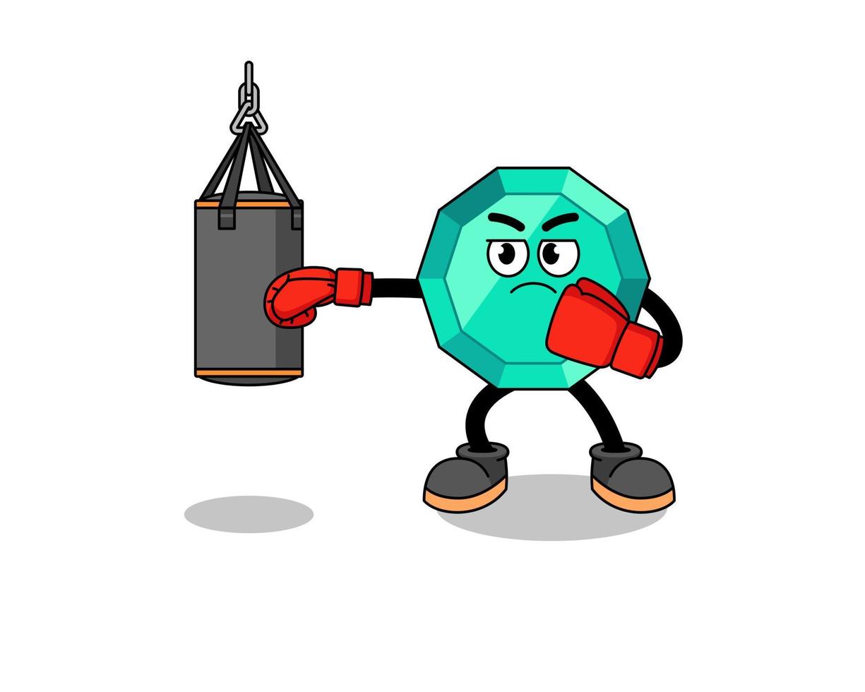 Illustration of emerald gemstone boxer vector