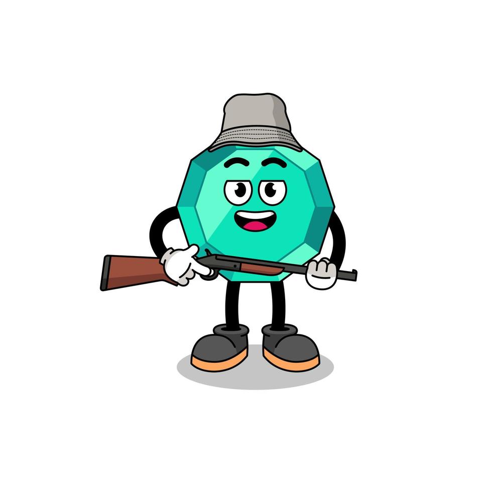 Cartoon Illustration of emerald gemstone hunter vector
