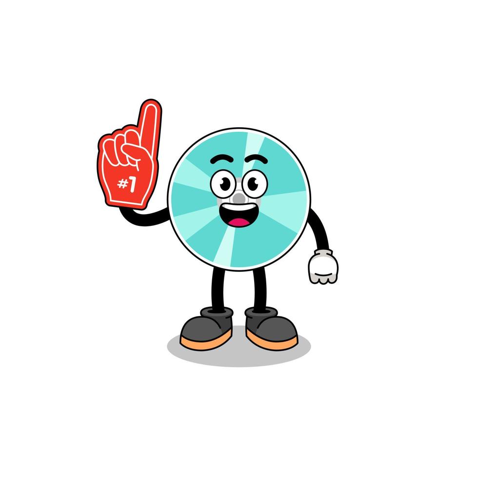 Cartoon mascot of optical disc number 1 fans vector