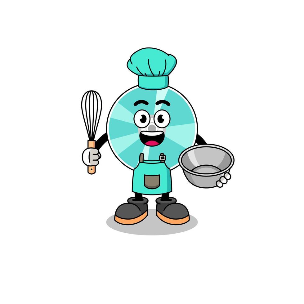 Illustration of optical disc as a bakery chef vector