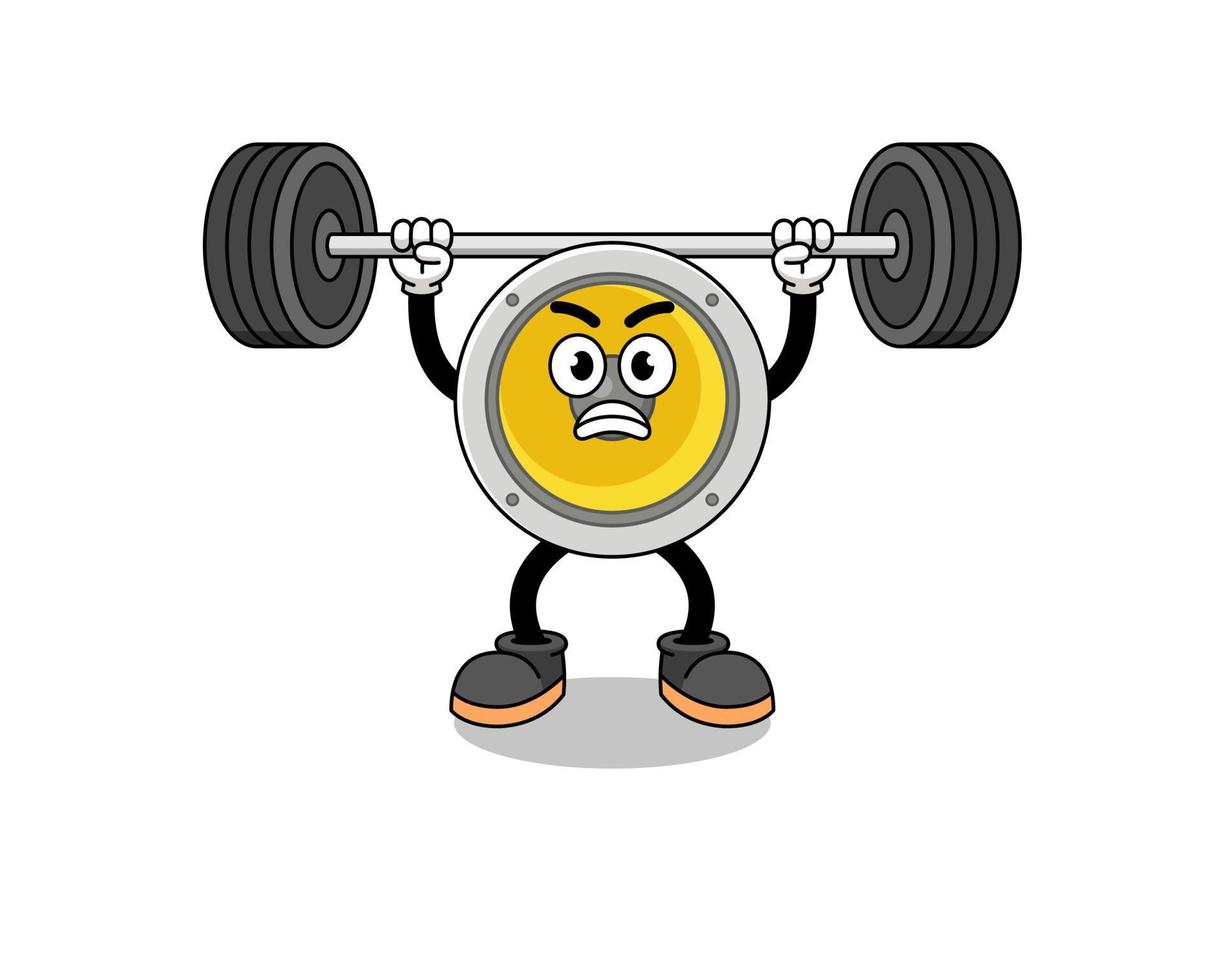 speaker mascot cartoon lifting a barbell vector