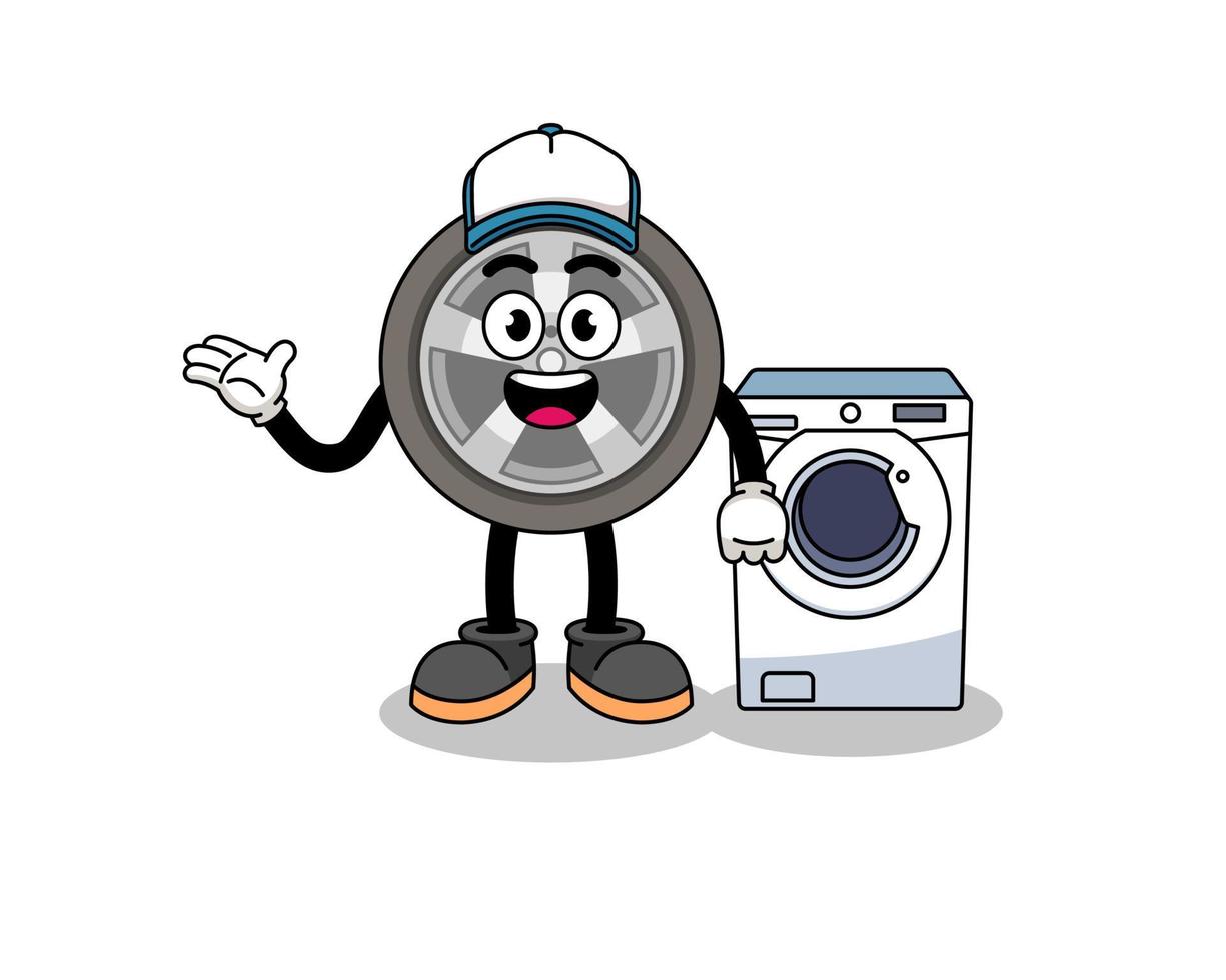 car wheel illustration as a laundry man vector