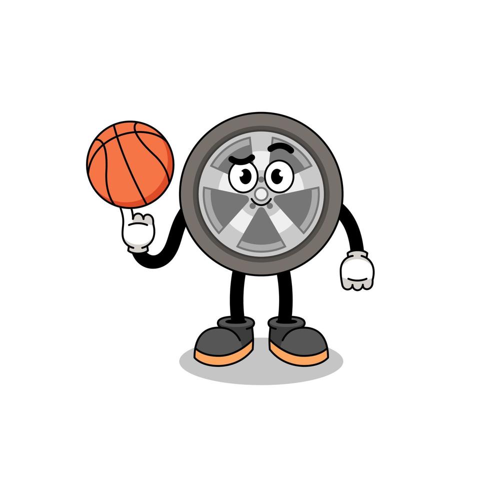 car wheel illustration as a basketball player vector