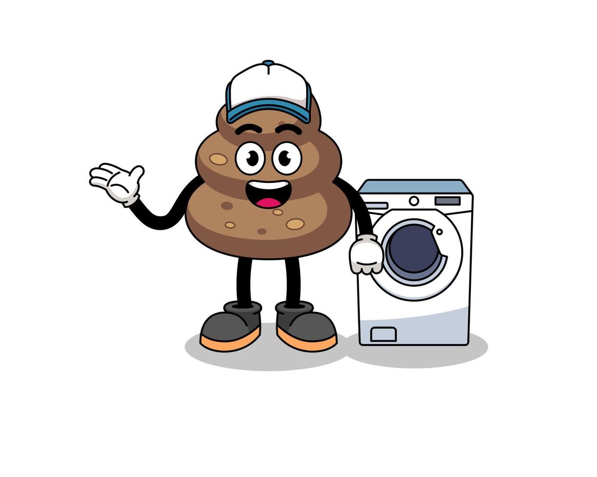 poop illustration as a laundry man vector