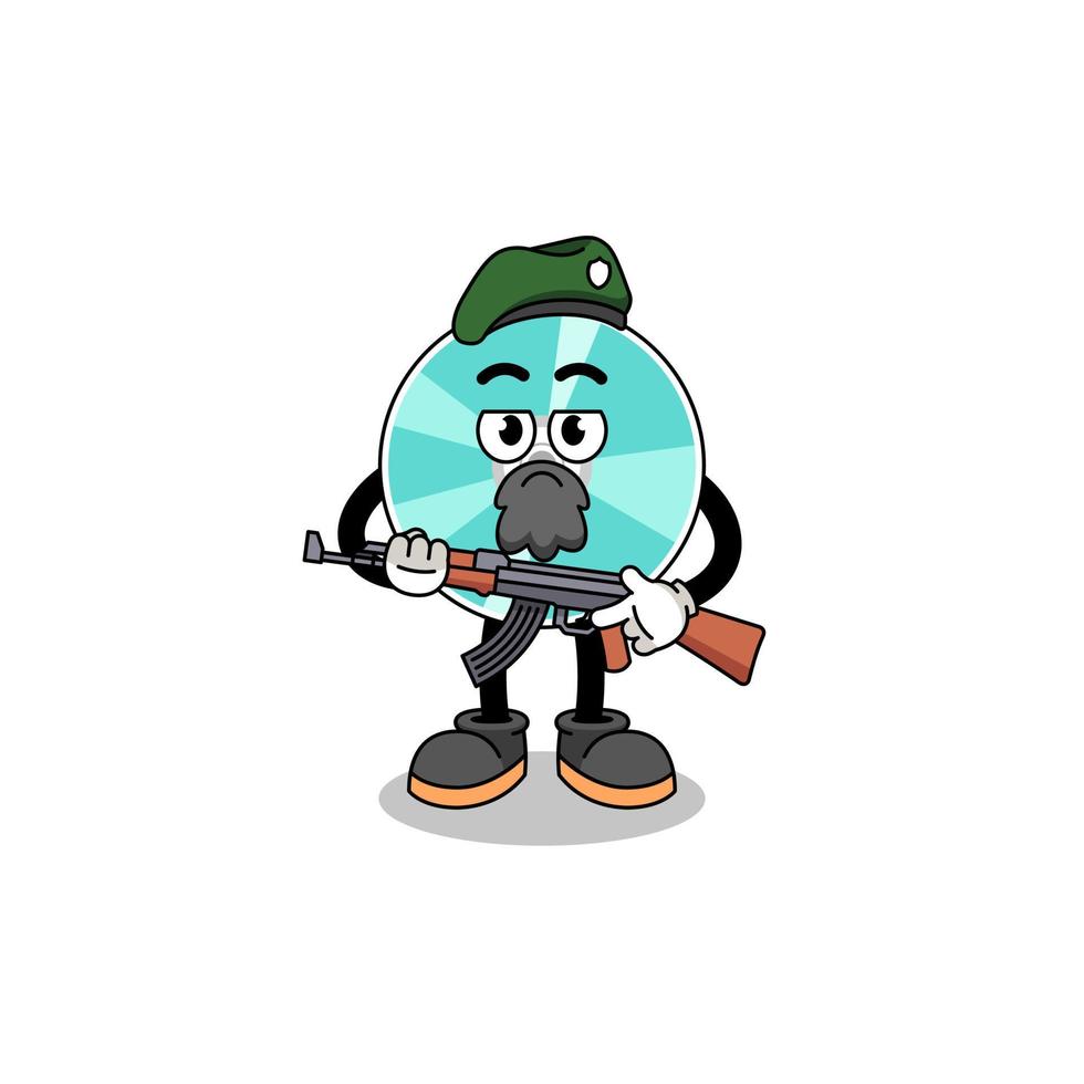 Character cartoon of optical disc as a special force vector