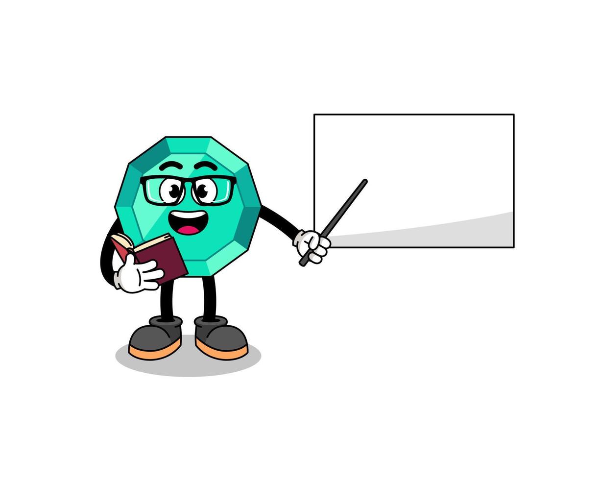 Mascot cartoon of emerald gemstone teacher vector