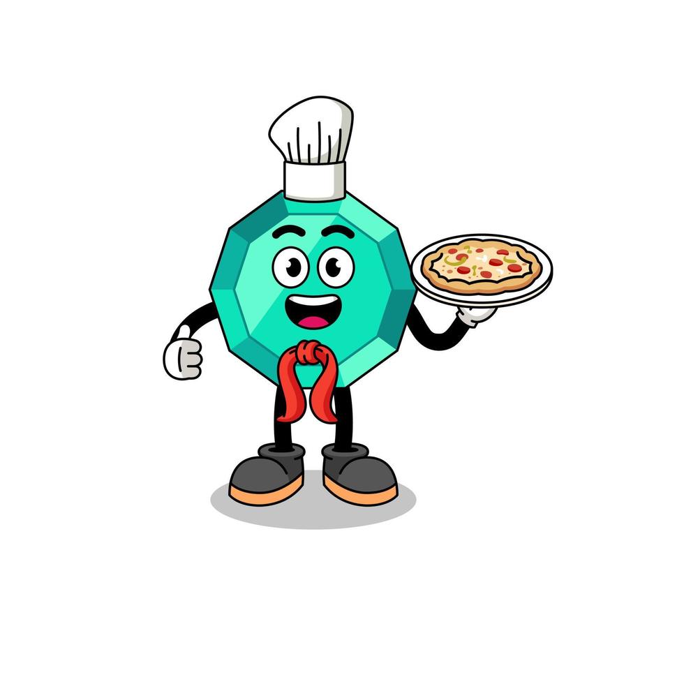 Illustration of emerald gemstone as an italian chef vector