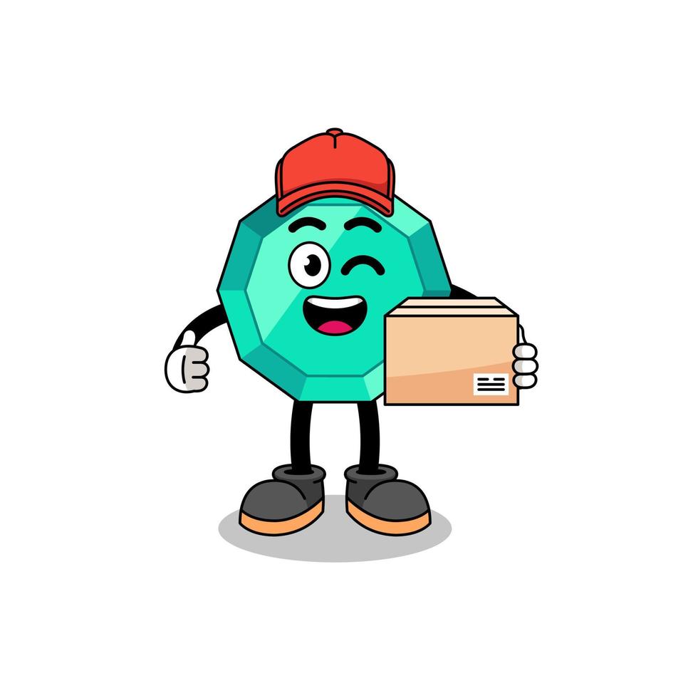 emerald gemstone mascot cartoon as an courier vector