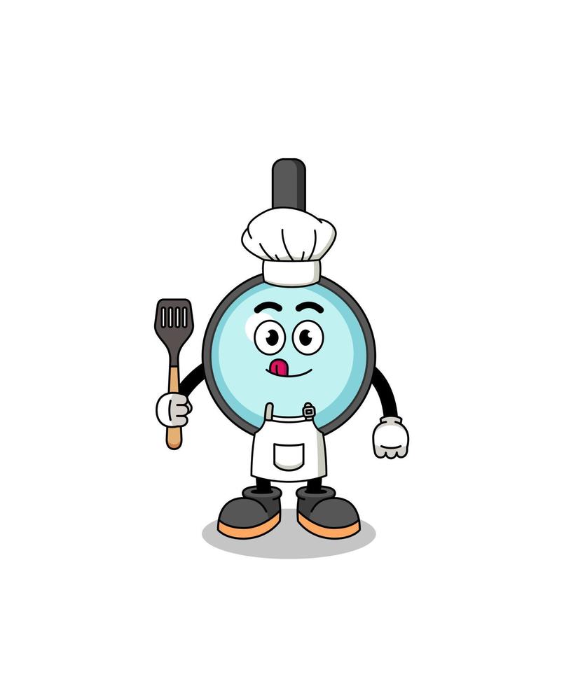 Mascot Illustration of magnifying glass chef vector