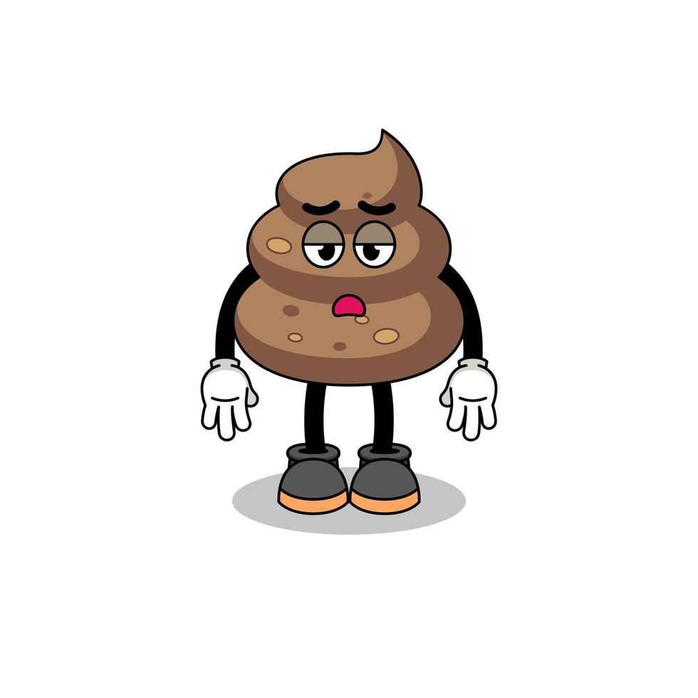 poop cartoon with fatigue gesture vector