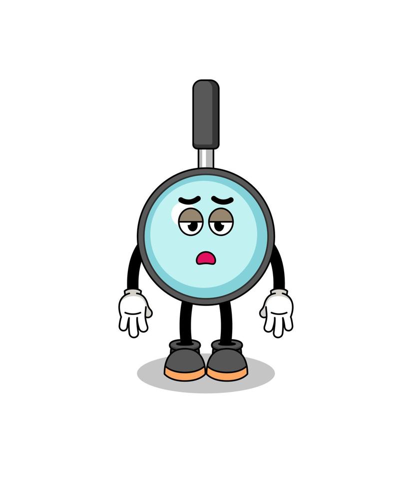 magnifying glass cartoon with fatigue gesture vector