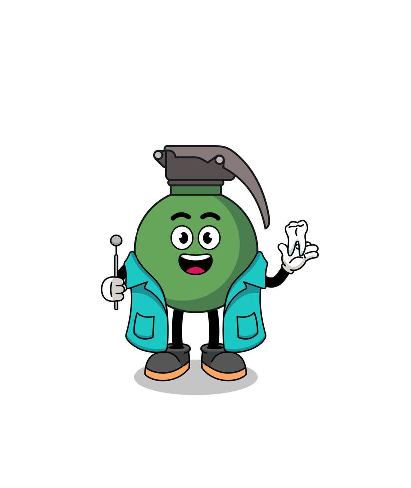 Illustration of grenade mascot as a dentist vector