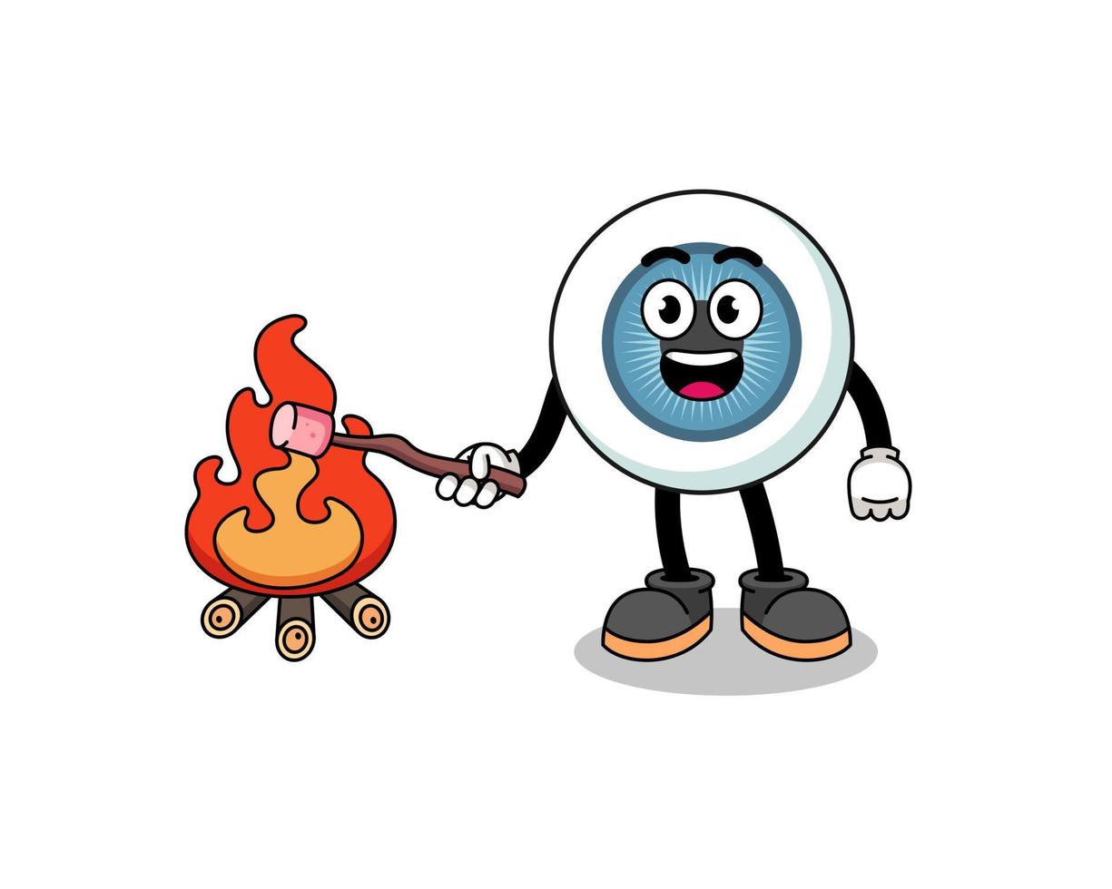 Illustration of eyeball burning a marshmallow vector