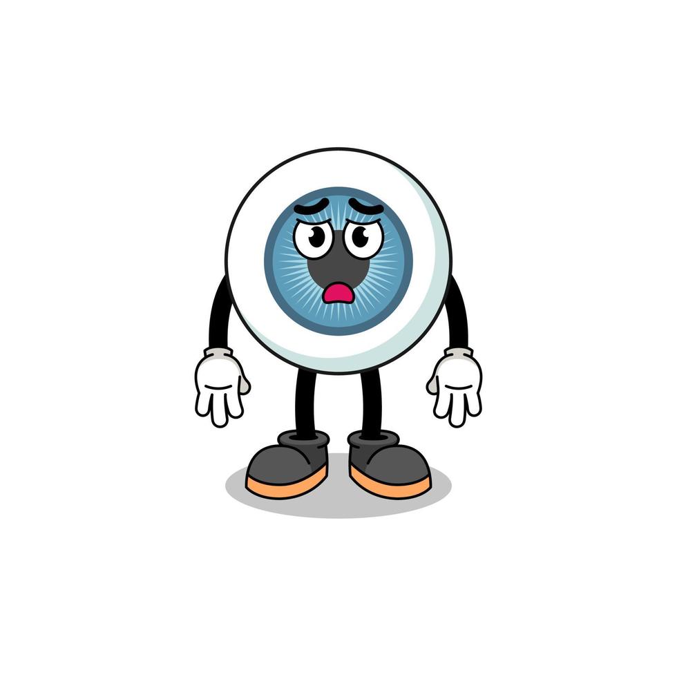 eyeball cartoon illustration with sad face vector