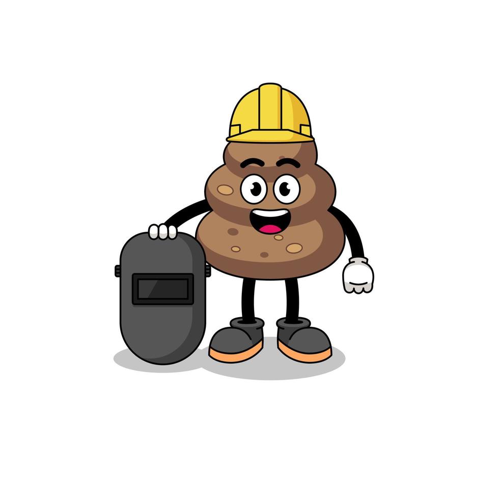 Mascot of poop as a welder vector