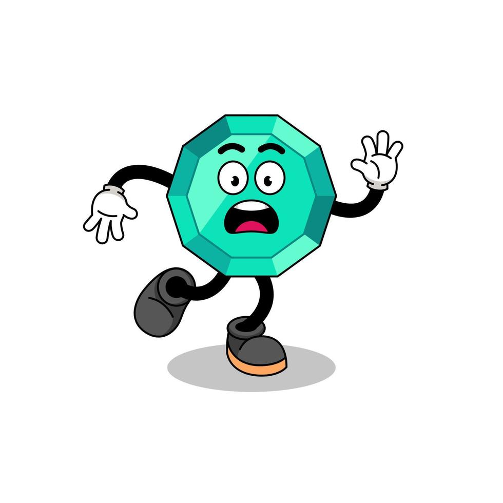 slipping emerald gemstone mascot illustration vector