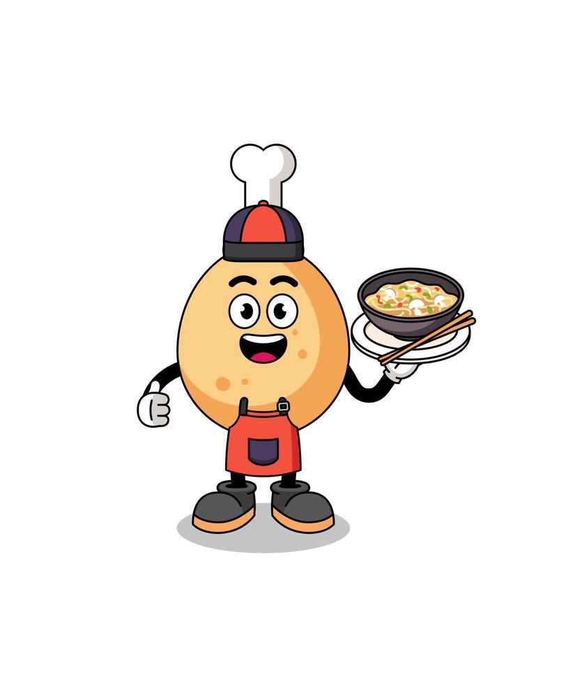 Illustration of fried chicken as an asian chef vector