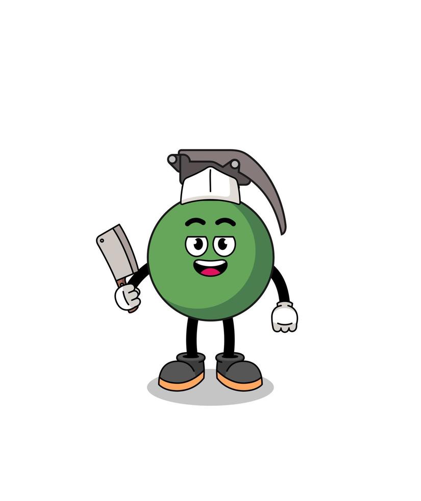 Mascot of grenade as a butcher vector