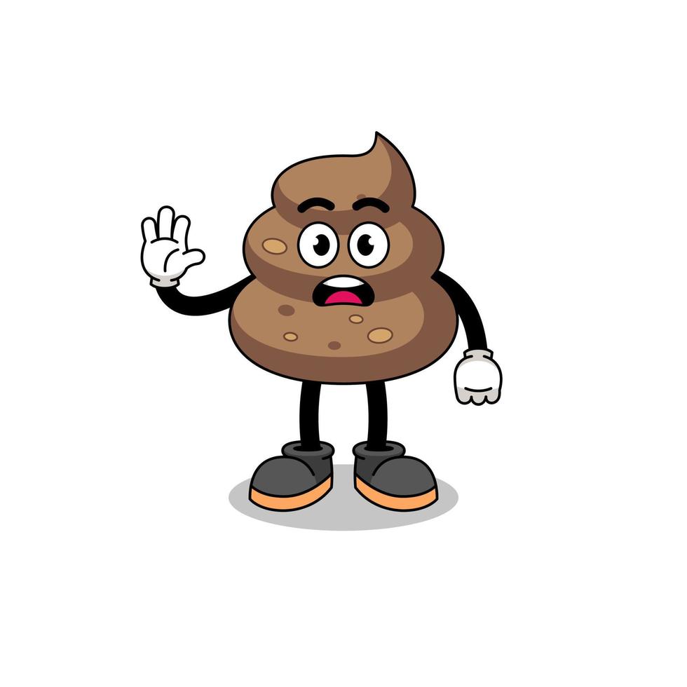 poop cartoon illustration doing stop hand vector