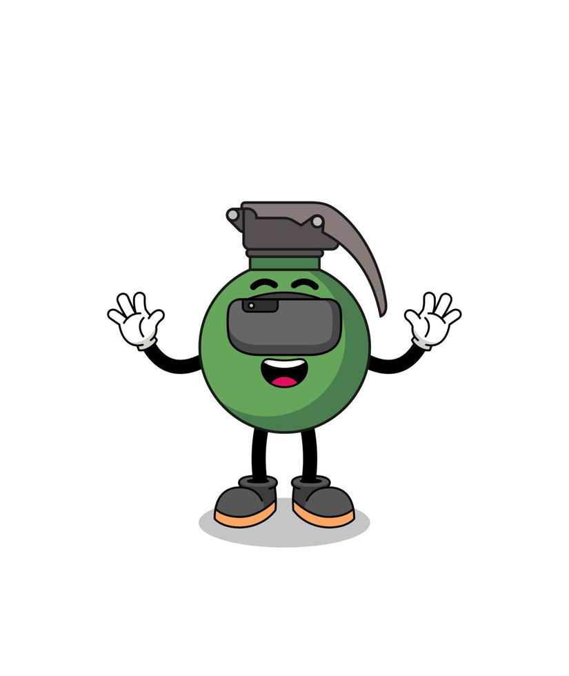 Illustration of grenade with a vr headset vector