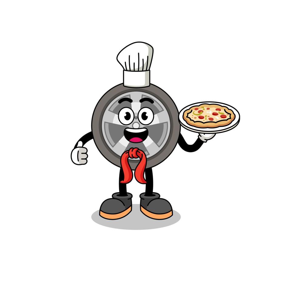 Illustration of car wheel as an italian chef vector