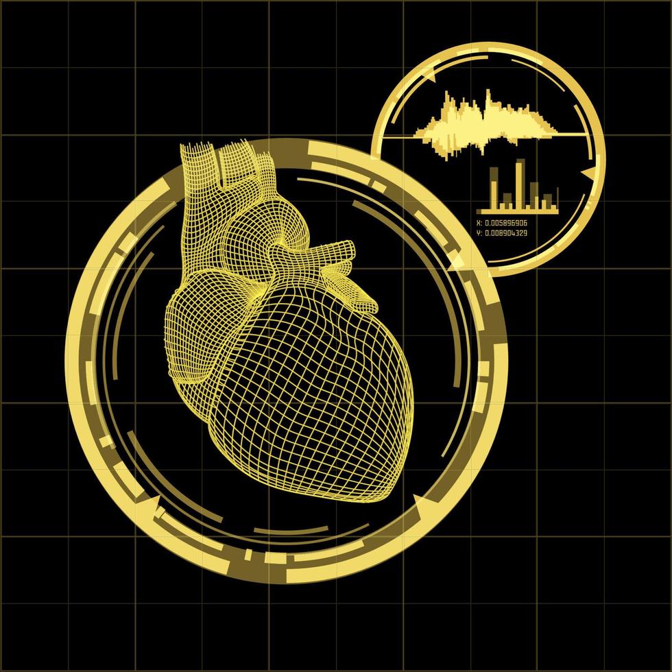 wireframe heart scan vector