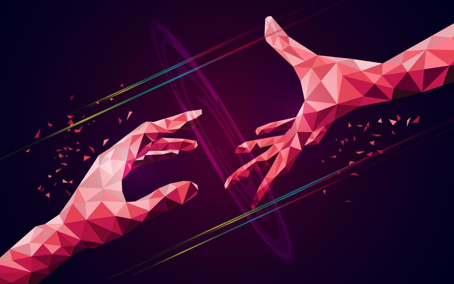 polygon hand reaching vector