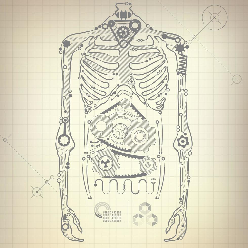 electronic skeleton drawing vector