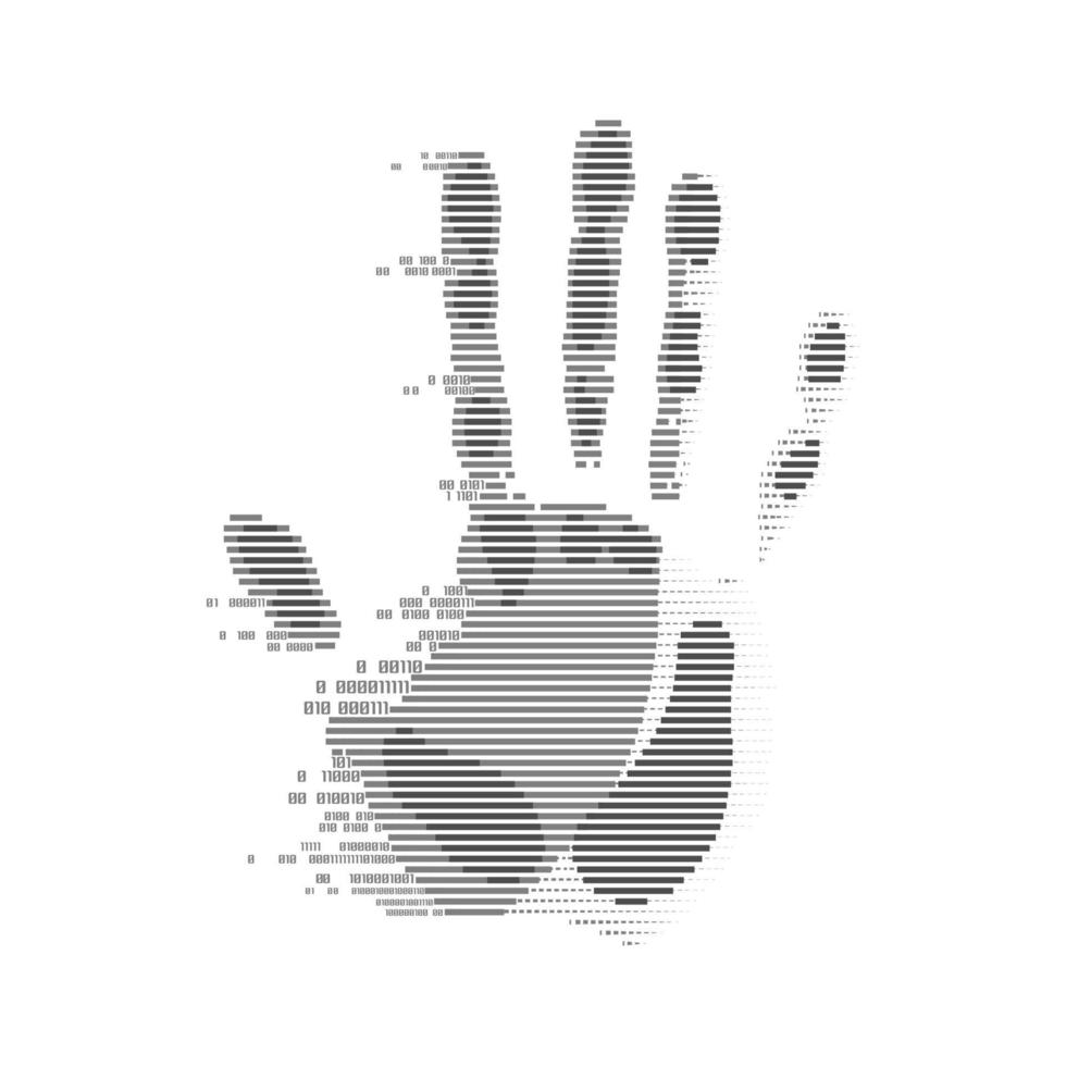 black digital handprint vector