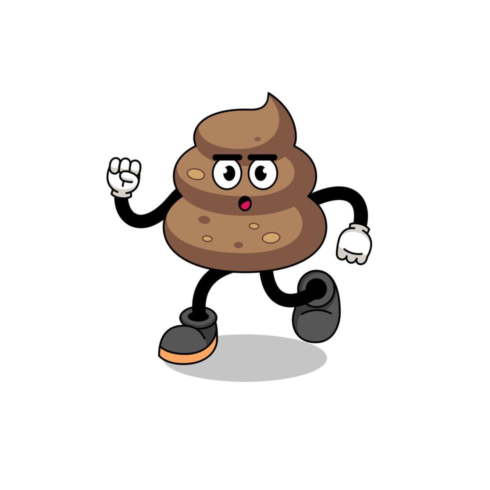 running poop mascot illustration vector