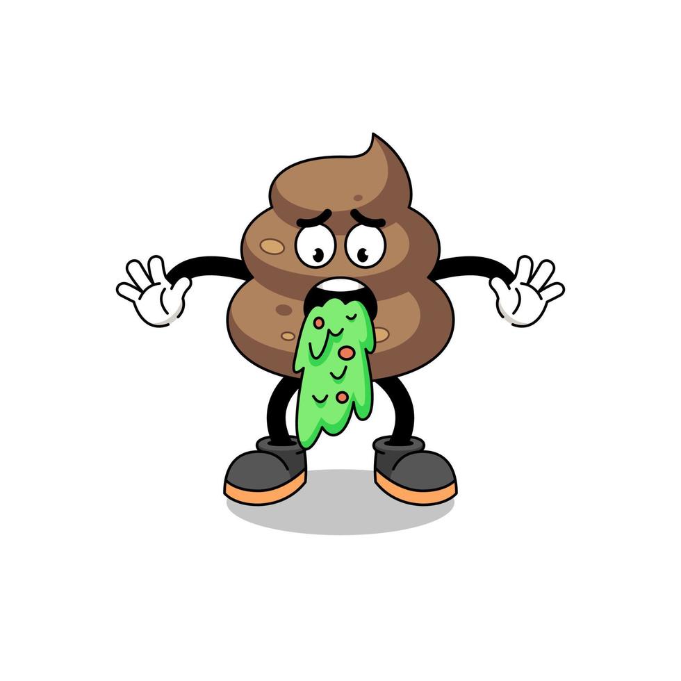 poop mascot cartoon vomiting vector