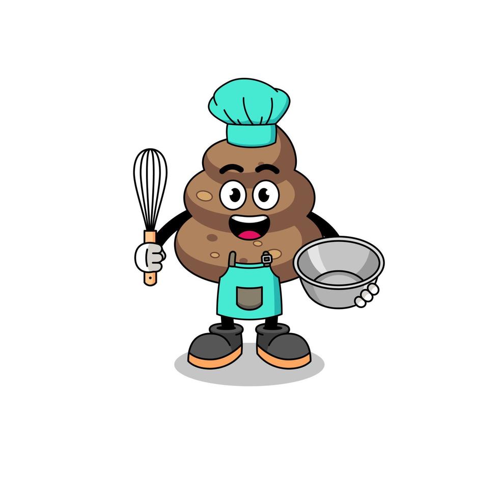 Illustration of poop as a bakery chef vector