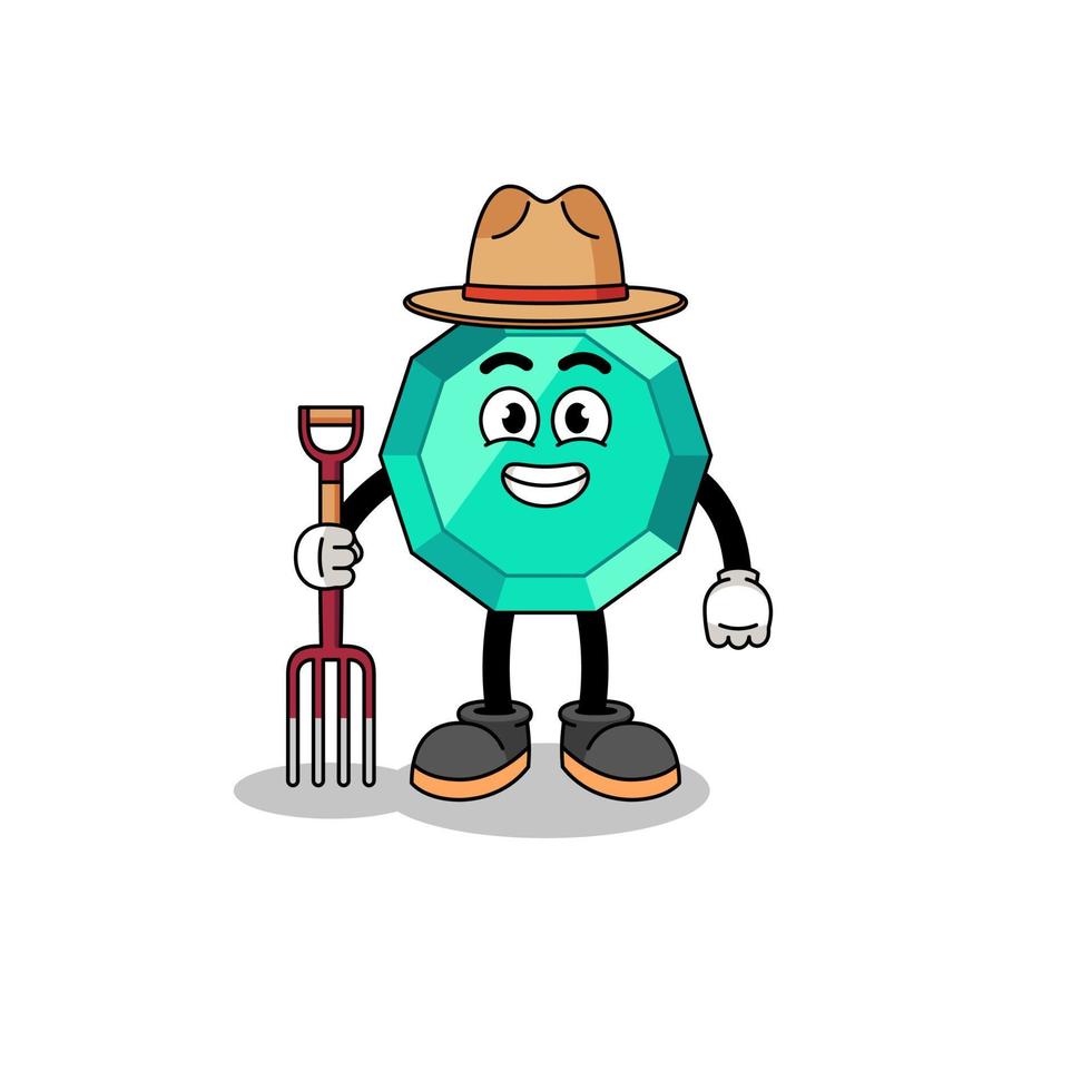 Cartoon mascot of emerald gemstone farmer vector