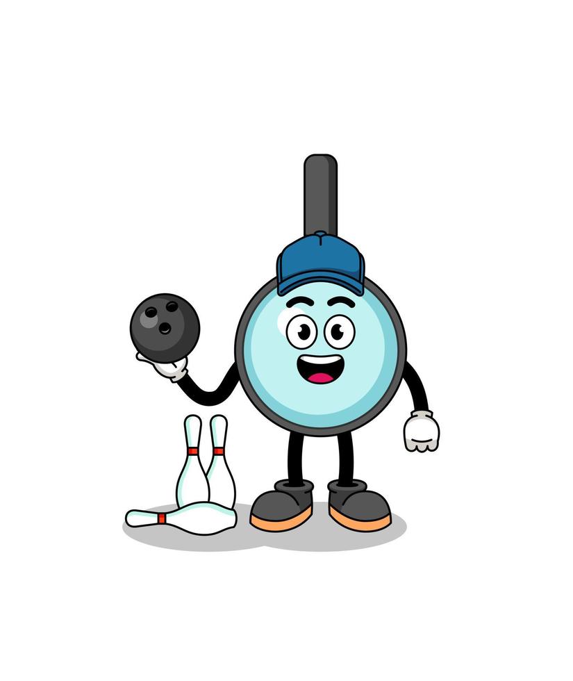 Mascot of magnifying glass as a bowling player vector