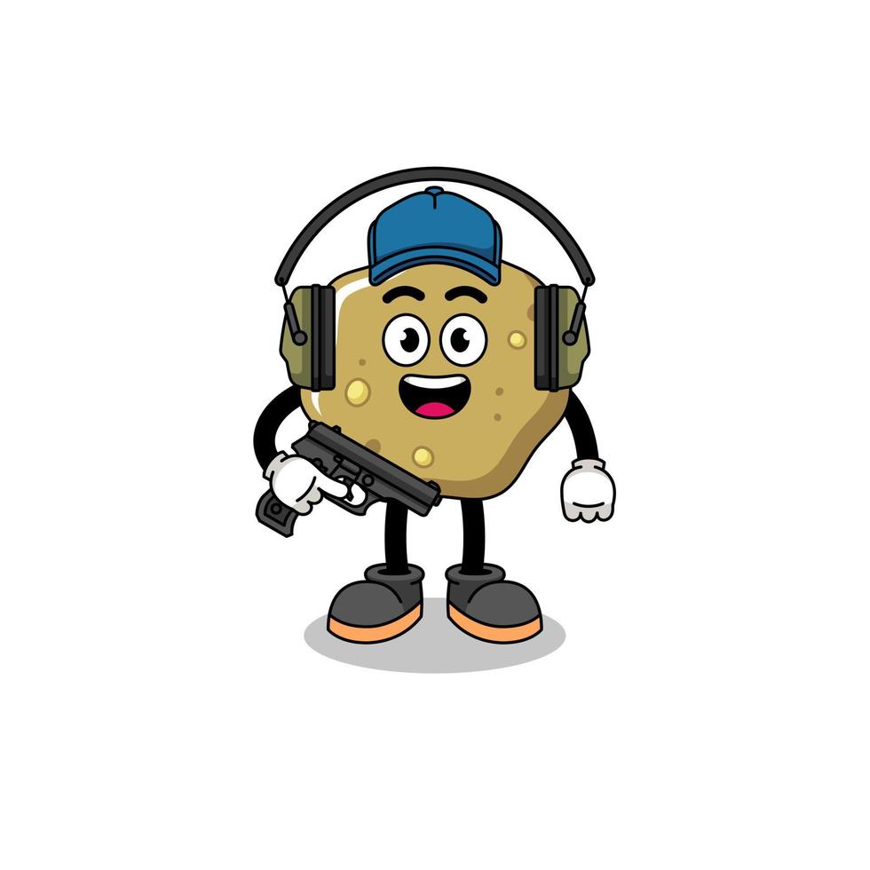 Character mascot of loose stools doing shooting range vector