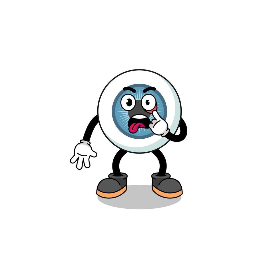 Character Illustration of eyeball with tongue sticking out vector