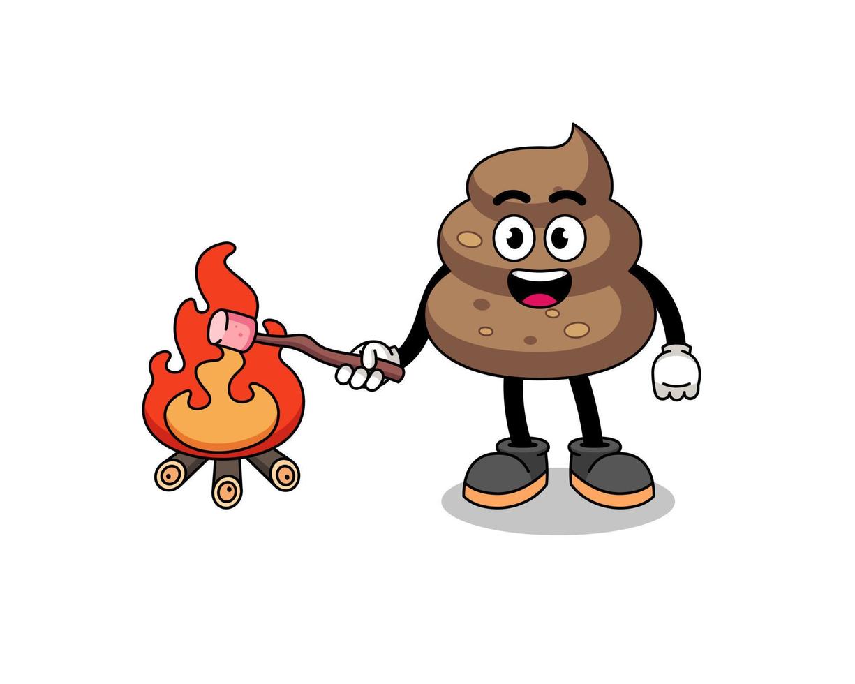 Illustration of poop burning a marshmallow vector