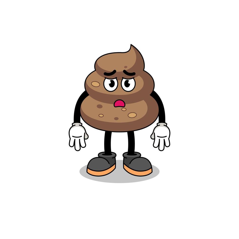 poop cartoon illustration with sad face vector