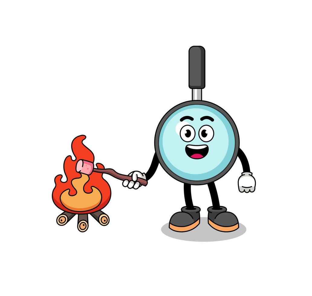Illustration of magnifying glass burning a marshmallow vector