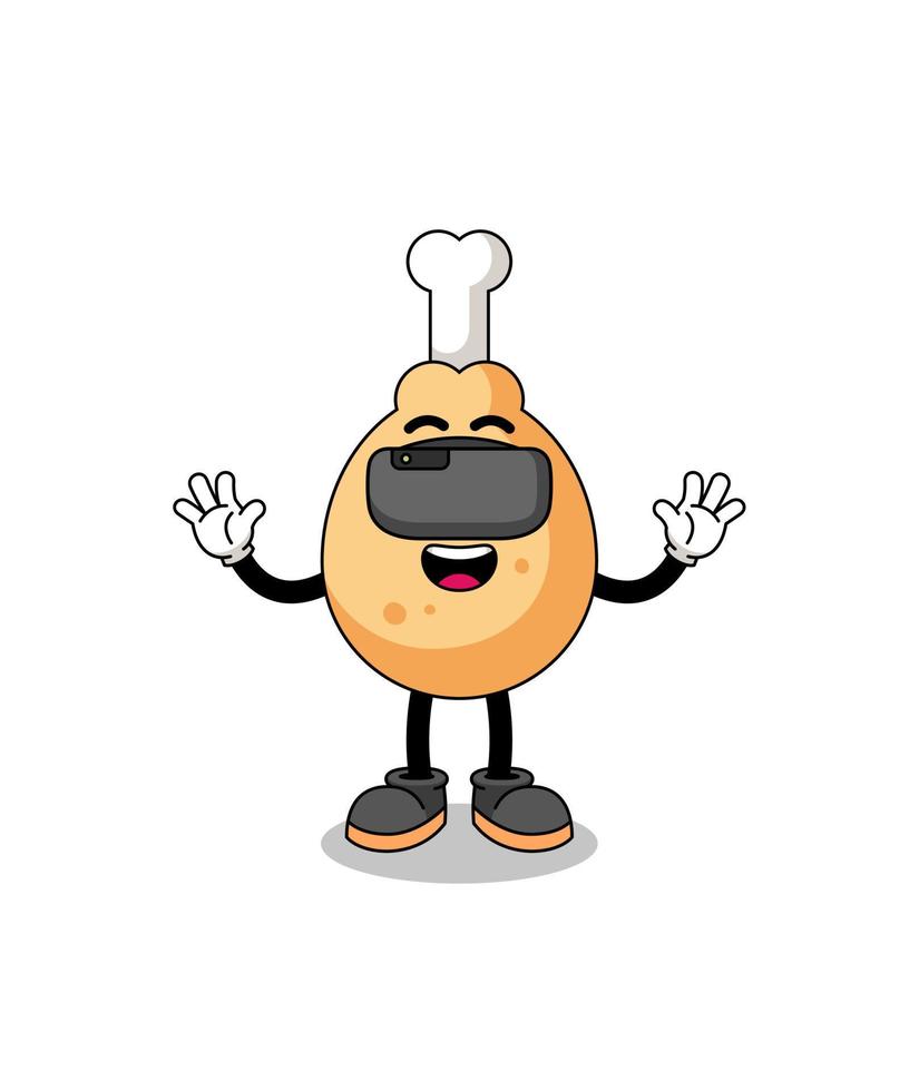 Illustration of fried chicken with a vr headset vector
