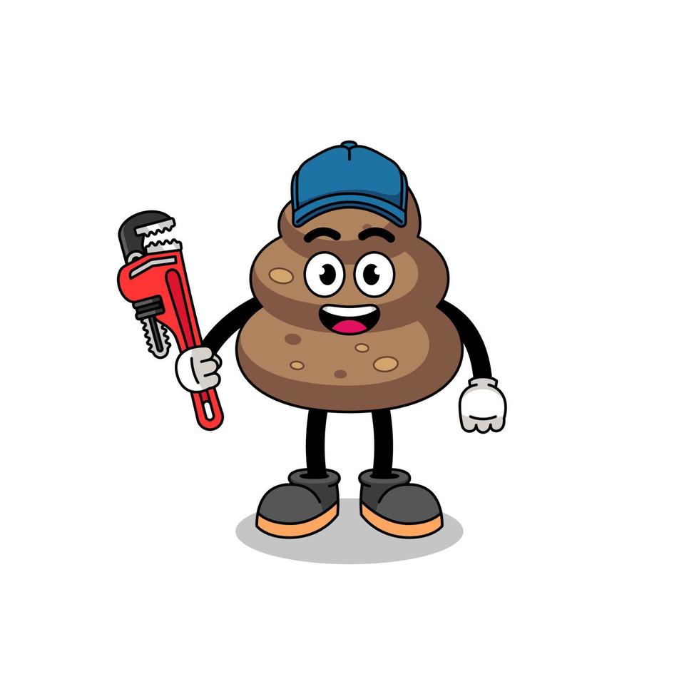 poop illustration cartoon as a plumber vector