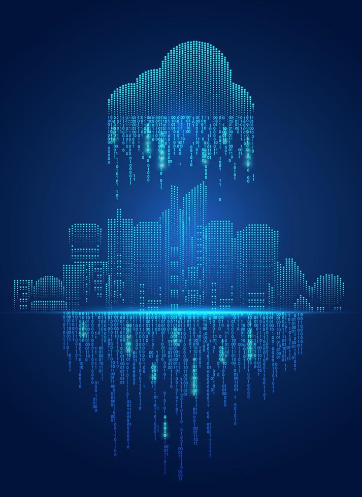 binary cloud city vector