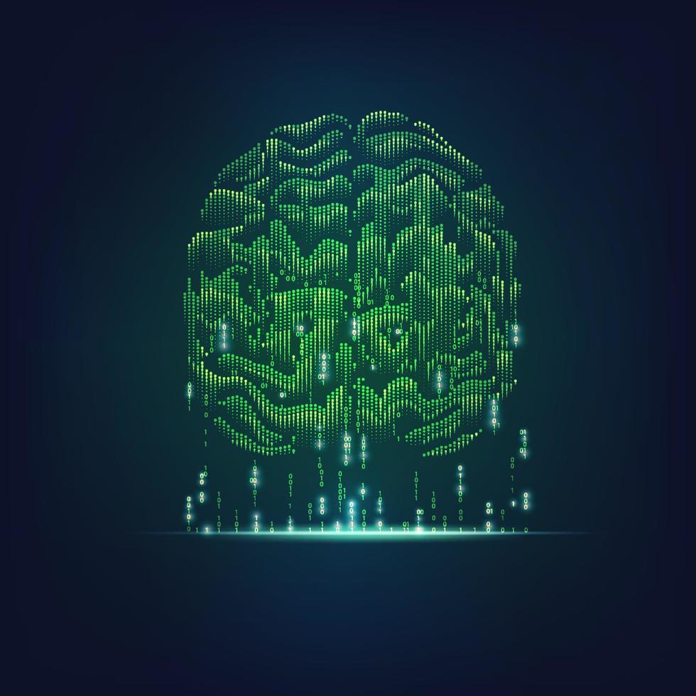 green binary brain vector